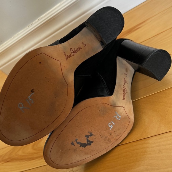 Sam Edelman leather suede black booties block heel size 6.5 - Picture 4 of 10